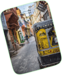 Auto rickshaw in a market lane