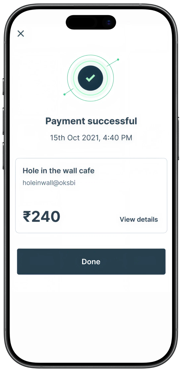 Cheq payment successful screen